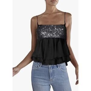 Free People Intimately Turn It On Cami Tank Top Sz L Night Out Party Festival